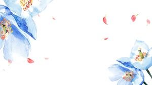 青い美しい水彩画の花PPT背景画像