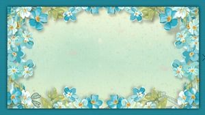 两个蓝色的水彩花PPT背景图片