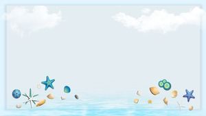 Свежий мультфильм морские раковины PPT фоновый рисунок