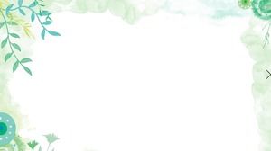 Зеленая свежая акварель ручная роспись листья фоновый рисунок PPT
