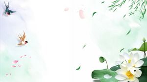 A set of lotus lotus leaf PPT background pictures