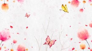 Dynamic and beautiful watercolor flower PPT background picture