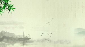 Gambar latar belakang kapal PPT tinta bambu klasik