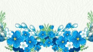 أربعة صور خلفية هان فان الزهور PPT الزرقاء