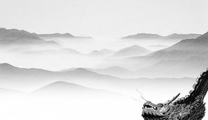 7灰色のエレガントなインク中国風PPT背景画像