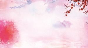 Pink beautiful plum blossom PPT background image