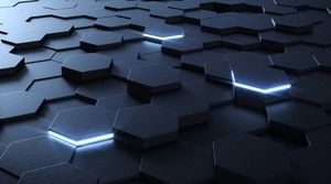 Blue stereo hexagon technology PPT background image