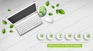 Green fresh work summary report PPT template Green fresh work summary report PPT template