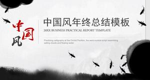 PPT template of ink Chinese style year-end work summary