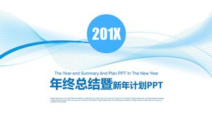 PPT-Vorlage für den Hintergrundarbeitsplan der blauen Raumkurve im Hintergrund