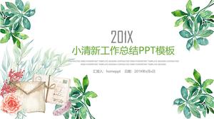 Fresh green watercolor hand painted art PPT template free download