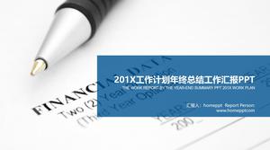 Arbeitszusammenfassung der PPT-Vorlage des Stiftbriefpapierhintergrunds des neuen Jahresarbeitsplans