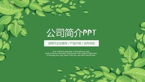 Green and fresh leaf background company profile PPT template download