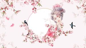 Güzel şeftali çiçeği aşk slayt arka plan resmi