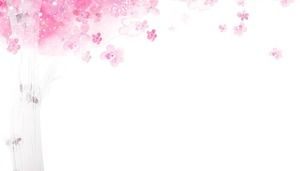로맨틱 핑크 수채화 나무 꽃잎 PPT 배경 그림
