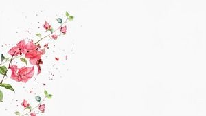 Two simple watercolor flower plant PPT background pictures PowerPoint  Templates Free Download