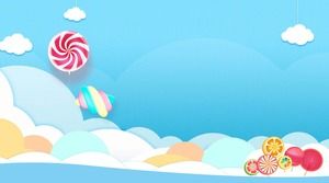 Two cute cartoon blue sky and white clouds PPT background pictures