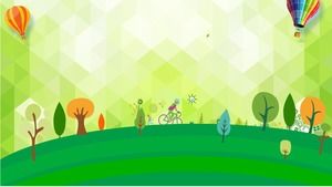 Cuatro imágenes de fondo PPT de dibujos animados de polígono verde