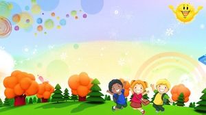 Tre immagini di sfondo colorato cartone animato foresta PPT
