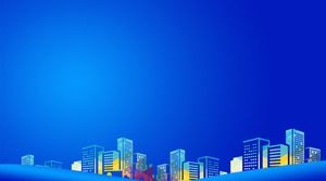 Deux images d'arrière-plan PPT affaires de fond de silhouette de ville bleue