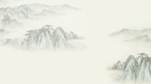 Imagen de fondo PPT de elegantes montañas de paisaje de tinta
