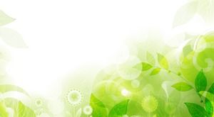 Green fresh hand painted plant leaves PPT background picture
