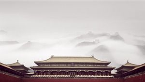 Cinque immagini di sfondo PPT di squisiti edifici antichi cinesi