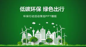 Template PPT travel hijau perlindungan lingkungan rendah karbon