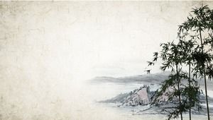 Tinta kertas landscape bambu gambar latar belakang PPT