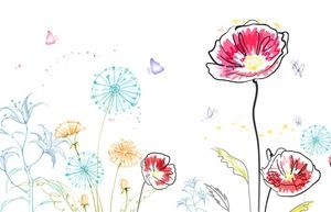 크리 에이 티브 손으로 그린 ​​꽃 PPT 배경 그림