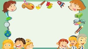 Cartoon PPT border background picture decorated by cute children