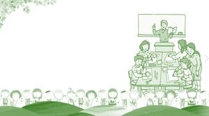 Zielony ręcznie malowany obraz tła PPT w klasie
