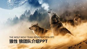 Templat PPT kultur tim serigala dengan latar belakang serigala