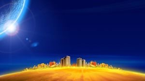 Immagine dorata del fondo della città PPT del cielo stellato blu