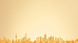 Image de fond PPT silhouette de bâtiment de ville dorée