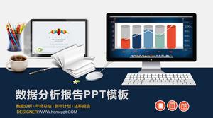 Modelo de PPT de análise de dados de fundo de relatório de dados azul