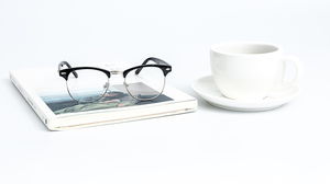 咖啡杯眼鏡書小清新PPT背景圖片