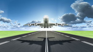 Airplane take-off PPT background picture