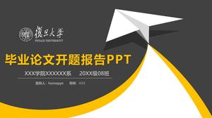 PPT template of graduation thesis report on paper airplane background