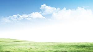 Taze ve doğal mavi gökyüzü ve beyaz bulut çimen PPT arka plan resmi