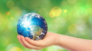 Imagen de fondo de diapositiva de tierra de mano