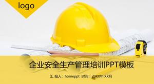 하드 모자 배경으로 기업 안전 생산 관리 교육의 PPT 템플릿