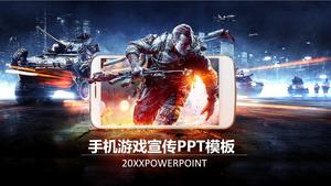 科技戰爭主題手機遊戲推廣PPT模板