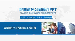 Modelo de PPT azul dinâmico perfil prático da empresa