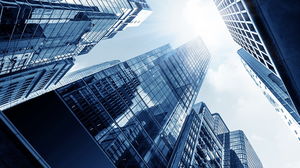 PPT background picture of blue commercial building high-rise building