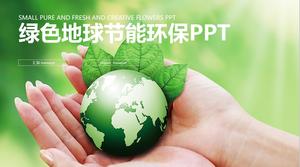 قالب حماية البيئة PPT على خلفية الأرض الخضراء