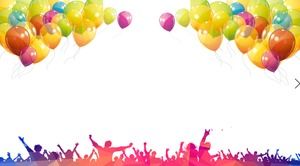 PPT background picture of stylish colorful balloons with people silhouettes