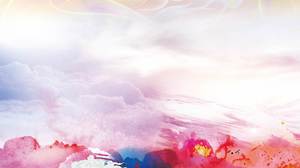 Image d'arrière-plan PPT couleur nuage en fleurs