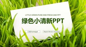 绿草白卡背景清新工作计划PPT模板