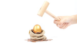 Smashing golden egg PPT background picture